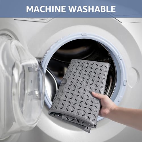 OTHWAY Square Shower Mat, 27"x 27" Extra Large Shower Mats for Inside Shower, TPE Anti Slip Shower Mat with Suction Cups Drain Holes, Machine Washable Shower Floor Mat (Grey) - Image 5