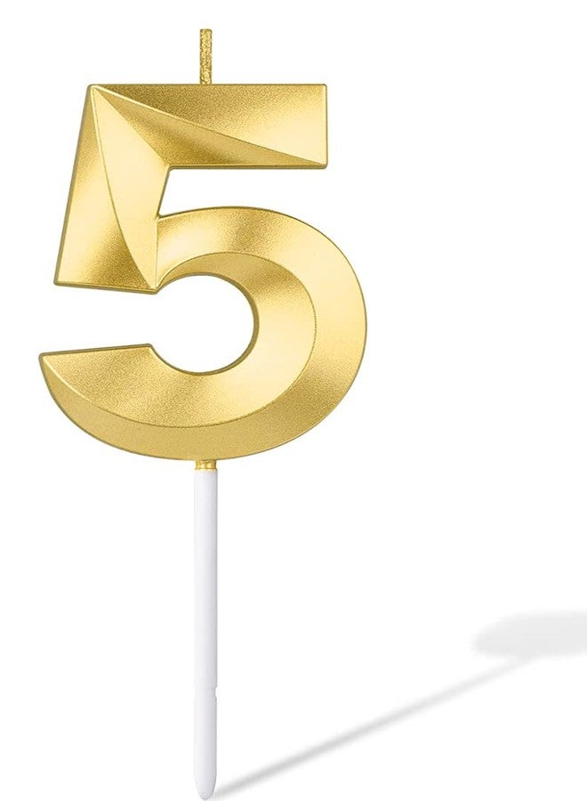 Party 24x7 Golden Metallic Number 5 Candles for Anniversary Birthday Golden 5th Birthday Special (Five 5 Fifty 25 15 35 45 65 55 75 85) - Image 1