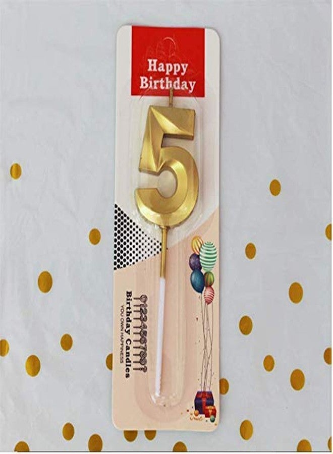 Party 24x7 Golden Metallic Number 5 Candles for Anniversary Birthday Golden 5th Birthday Special (Five 5 Fifty 25 15 35 45 65 55 75 85) - Image 2