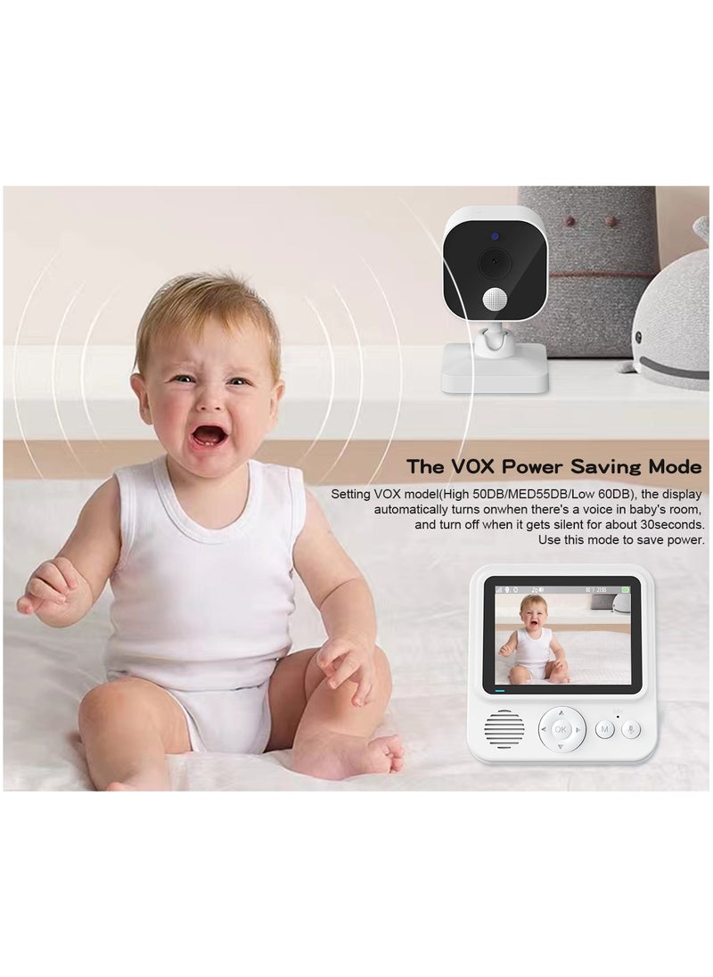 Demine - Baby Monitor with Camera and Audio LCD Wireless Baby Monitor With Night Vision Two-Way Talk Baby Monitor No WiFi Nanny Security Night Vision Temperature Sleep Camera baby monitor With Night Vision, Room Temperature Monitoring High Sensitivity Microphone and Speaker with Night Light - Image 1