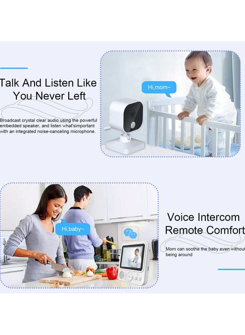 Demine - Baby Monitor with Camera and Audio LCD Wireless Baby Monitor With Night Vision Two-Way Talk Baby Monitor No WiFi Nanny Security Night Vision Temperature Sleep Camera baby monitor With Night Vision, Room Temperature Monitoring High Sensitivity Microphone and Speaker with Night Light - Image 1