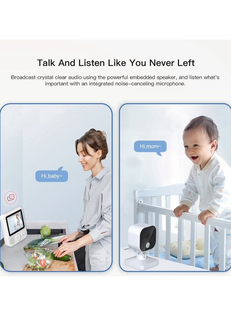Demine - Baby Monitor with Camera and Audio LCD Wireless Baby Monitor With Night Vision Two-Way Talk Baby Monitor No WiFi Nanny Security Night Vision Temperature Sleep Camera baby monitor With Night Vision, Room Temperature Monitoring High Sensitivity Microphone and Speaker with Night Light - Image 1