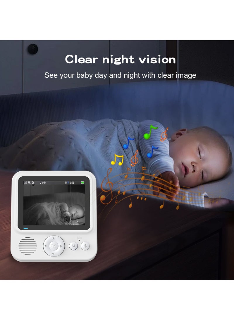 Demine - Baby Monitor with Camera and Audio LCD Wireless Baby Monitor With Night Vision Two-Way Talk Baby Monitor No WiFi Nanny Security Night Vision Temperature Sleep Camera baby monitor With Night Vision, Room Temperature Monitoring High Sensitivity Microphone and Speaker with Night Light - Image 1