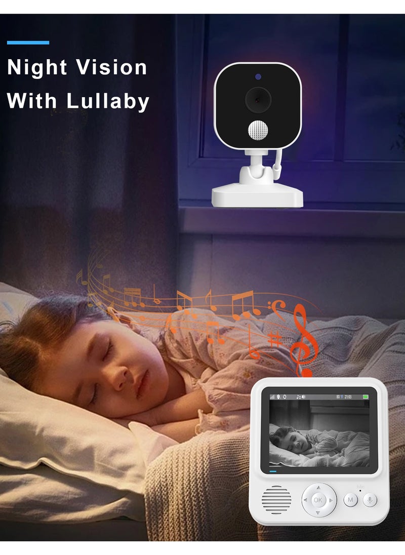 Demine - Baby Monitor with Camera and Audio LCD Wireless Baby Monitor With Night Vision Two-Way Talk Baby Monitor No WiFi Nanny Security Night Vision Temperature Sleep Camera baby monitor With Night Vision, Room Temperature Monitoring High Sensitivity Microphone and Speaker with Night Light - Image 1