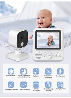 Baby Monitor with Camera and Audio LCD Wireless Baby Monitor With Night Vision Two-Way Talk Baby Monitor No WiFi Nanny Security Night Vision Temperature Sleep Camera baby monitor With Night Vision, Room Temperature Monitoring High Sensitivity Microphone and Speaker with Night Light