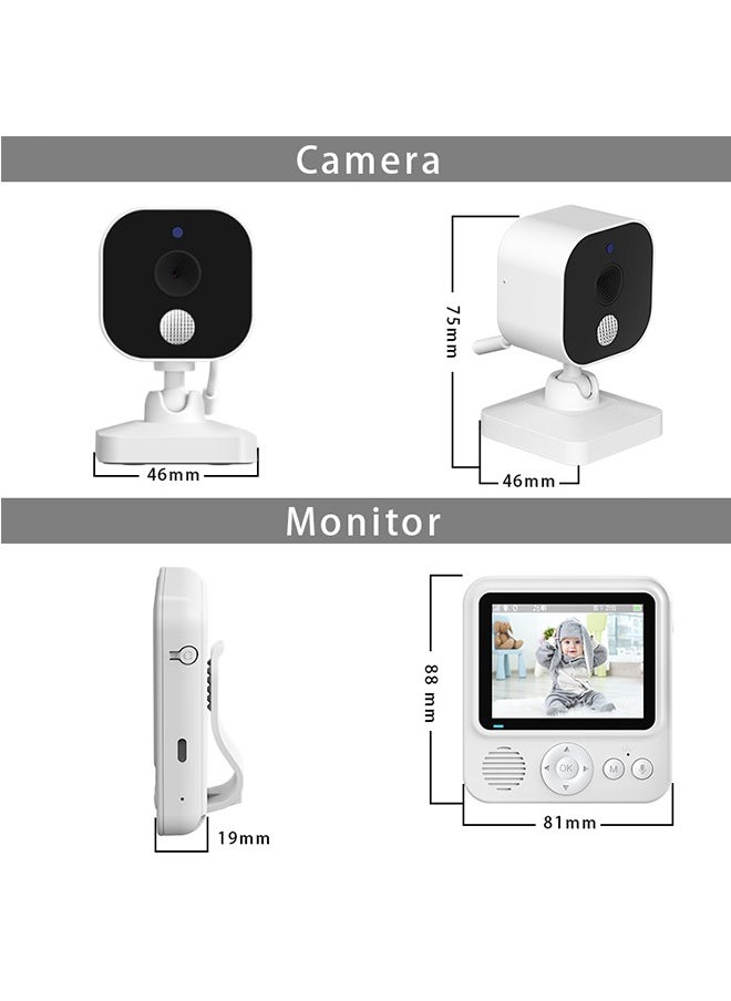 Demine - Baby Monitor with Camera and Audio LCD Wireless Baby Monitor With Night Vision Two-Way Talk Baby Monitor No WiFi Nanny Security Night Vision Temperature Sleep Camera baby monitor With Night Vision, Room Temperature Monitoring High Sensitivity Microphone and Speaker with Night Light - Image 1