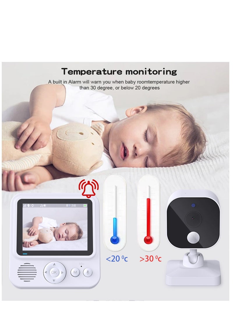 Demine - Baby Monitor with Camera and Audio LCD Wireless Baby Monitor With Night Vision Two-Way Talk Baby Monitor No WiFi Nanny Security Night Vision Temperature Sleep Camera baby monitor With Night Vision, Room Temperature Monitoring High Sensitivity Microphone and Speaker with Night Light - Image 1