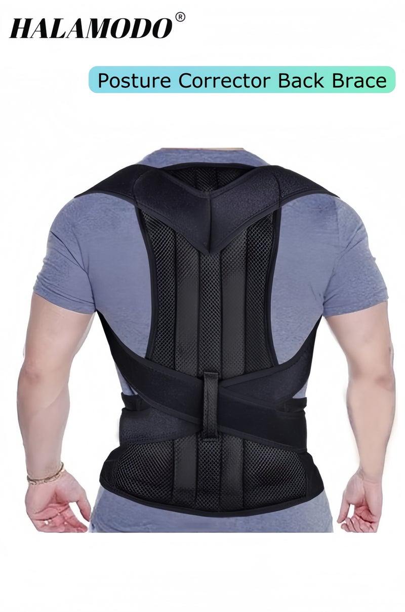 HALAMODO Posture Corrector Back Brace for Men and Women, New Version Lumbar Support for Posture Improving and Pain Relief, Full Back Support for Neck, Shoulder, Waist Pain - Image 1