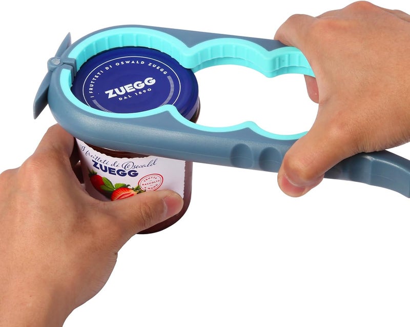 Wolnivi Jar Opener for Weak Hands, Seniors with Arthritis, Bottle Opener to Remove Stubborn Lids, Mutil Can Opener Gripper for Anyone with Low Strength (Blue and Grey) - Image 1