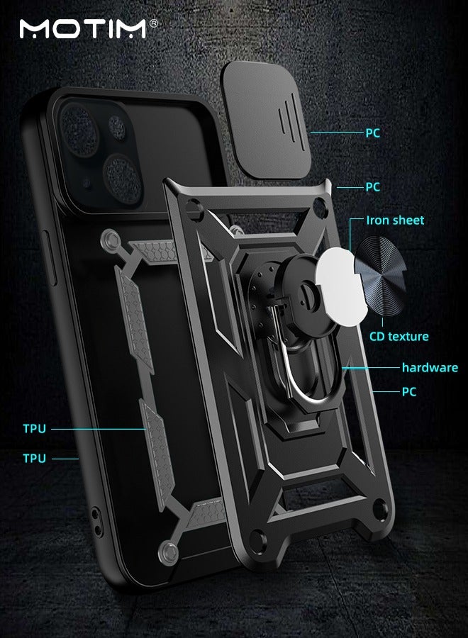 Motim iPhone 15 Armor Armor Case with Slide Camera Cover, Phone Case Cover for iPhone 15 with Magnetic Car Mount Holder, MLT Grade Protection Heavy Duty Kickstand - Image 4
