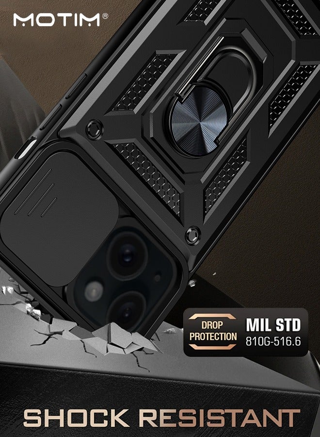 Motim iPhone 15 Armor Armor Case with Slide Camera Cover, Phone Case Cover for iPhone 15 with Magnetic Car Mount Holder, MLT Grade Protection Heavy Duty Kickstand - Image 5