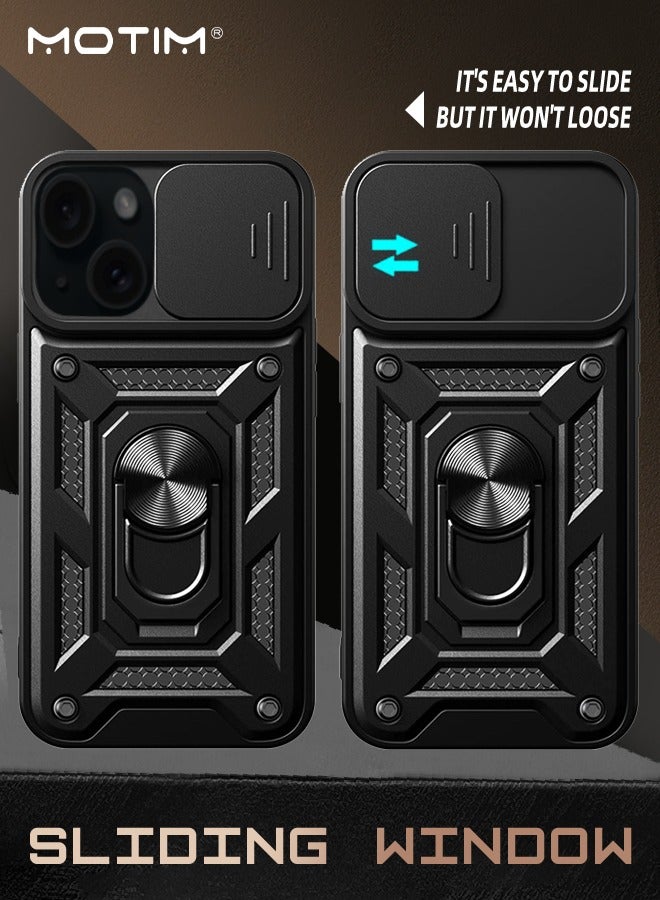 Motim iPhone 15 Armor Armor Case with Slide Camera Cover, Phone Case Cover for iPhone 15 with Magnetic Car Mount Holder, MLT Grade Protection Heavy Duty Kickstand - Image 2