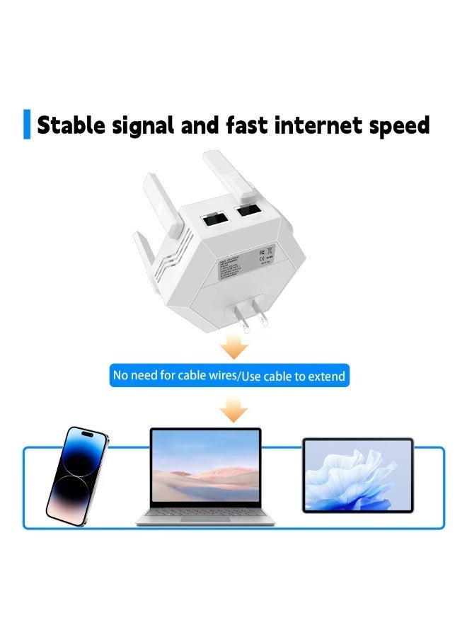 DUNELIFE Eliminate Wi-Fi dead zones with the AC1200 dual-band signal extender.  Enjoy true whole-house coverage with both 5GHz and 2.4GHz bands, 1200Mbps high speed, intelligent signal indicator, and one-button setup. - Image 3