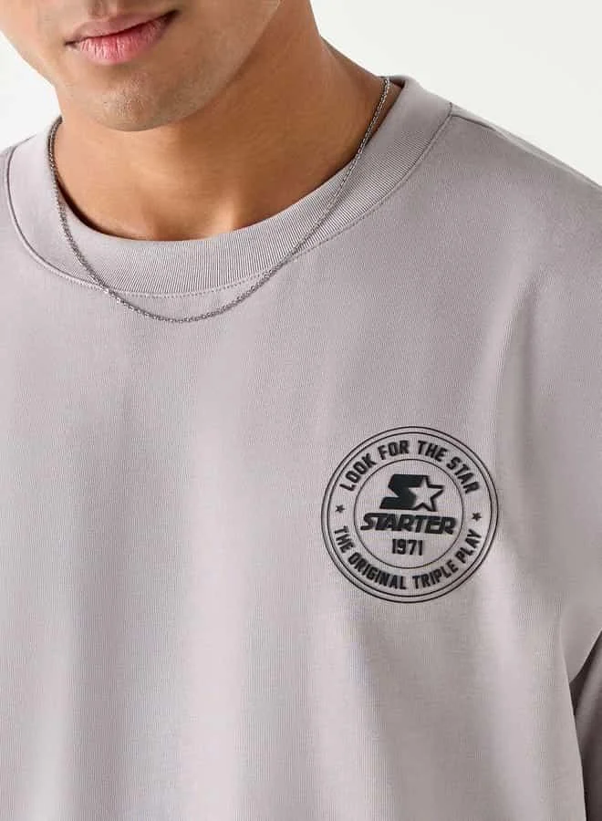 STARTER Starter Logo Print Crew Neck T-shirt with Short Sleeves