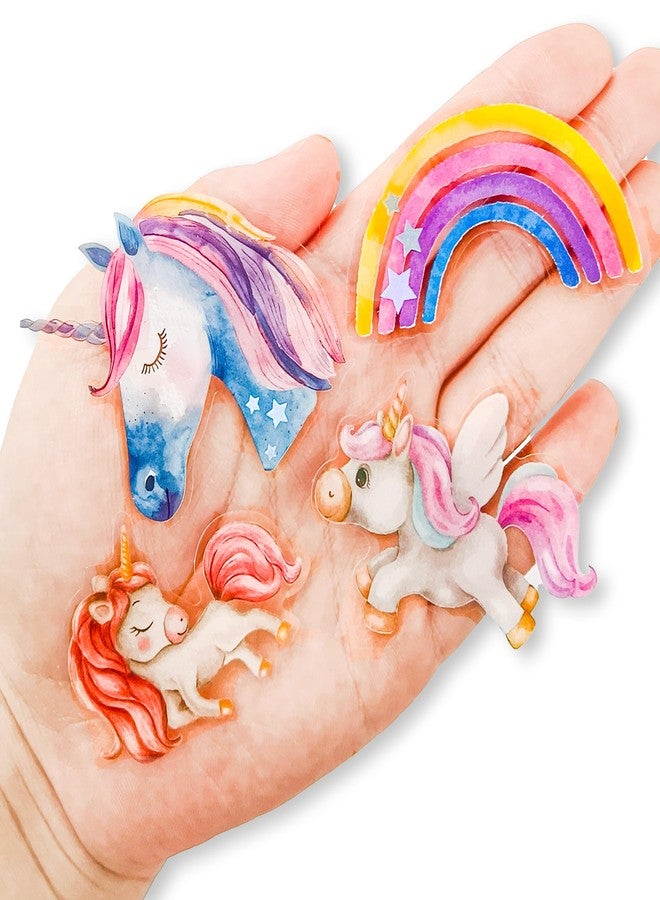 Desecraft 100Pcs Holographic Fioled Unicorn Stickers Decorative Adhesive Watercolor Scrapbooking Supplies Journaling for Adults Card Making Scrapbook Materials Craft Daily Planner - Image 1