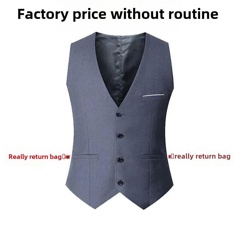 Suit Vest Summer Thin Non-ironing Korean Style Slim-fit British Fashion Vest Casual Professional Dress Vest Mens Horse Clip Light gray  - Image 1