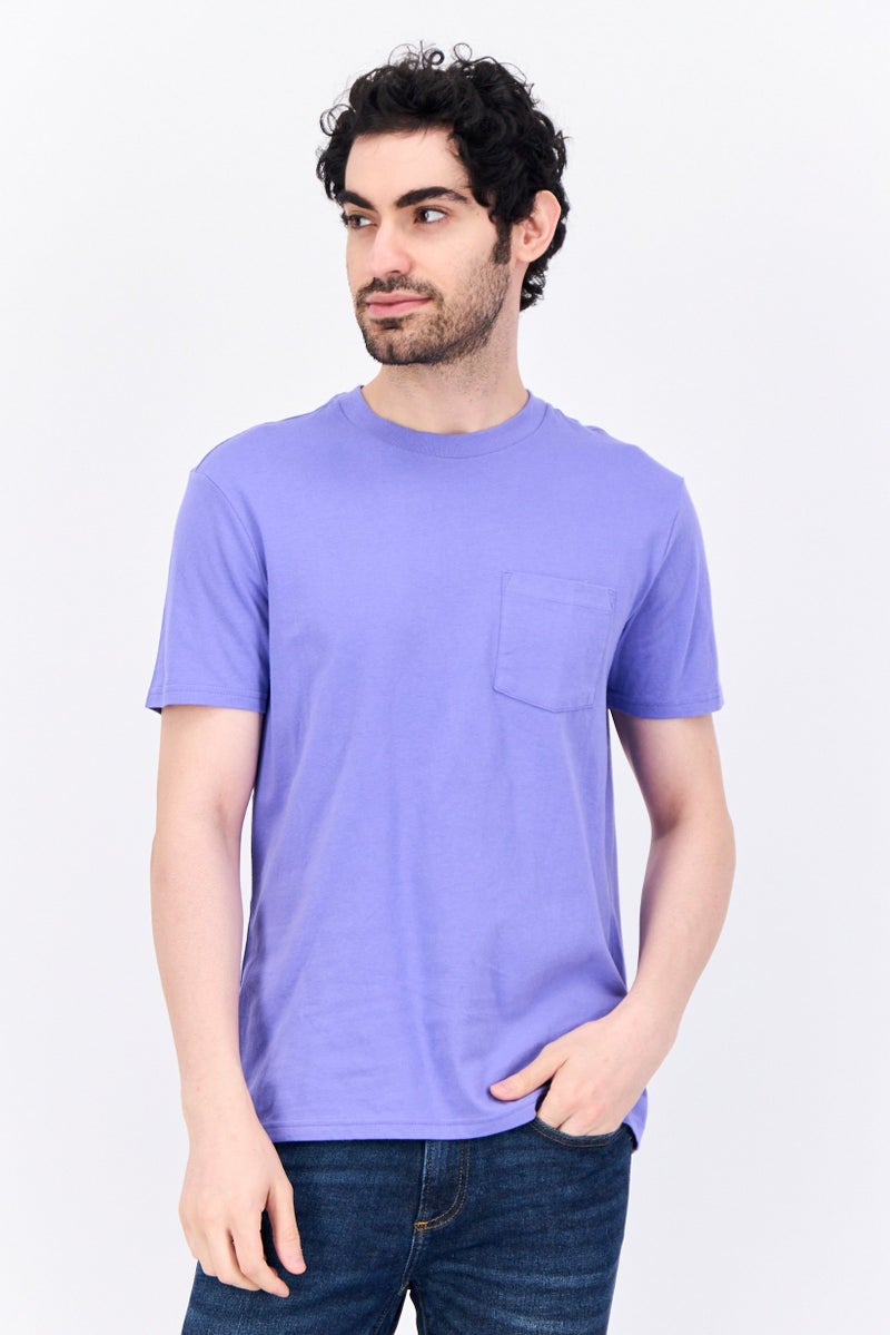 GAP تي شيرت رجالي بأكمام قصيرة و ياقة دائرية، بنفسجي فاتح - Image 1