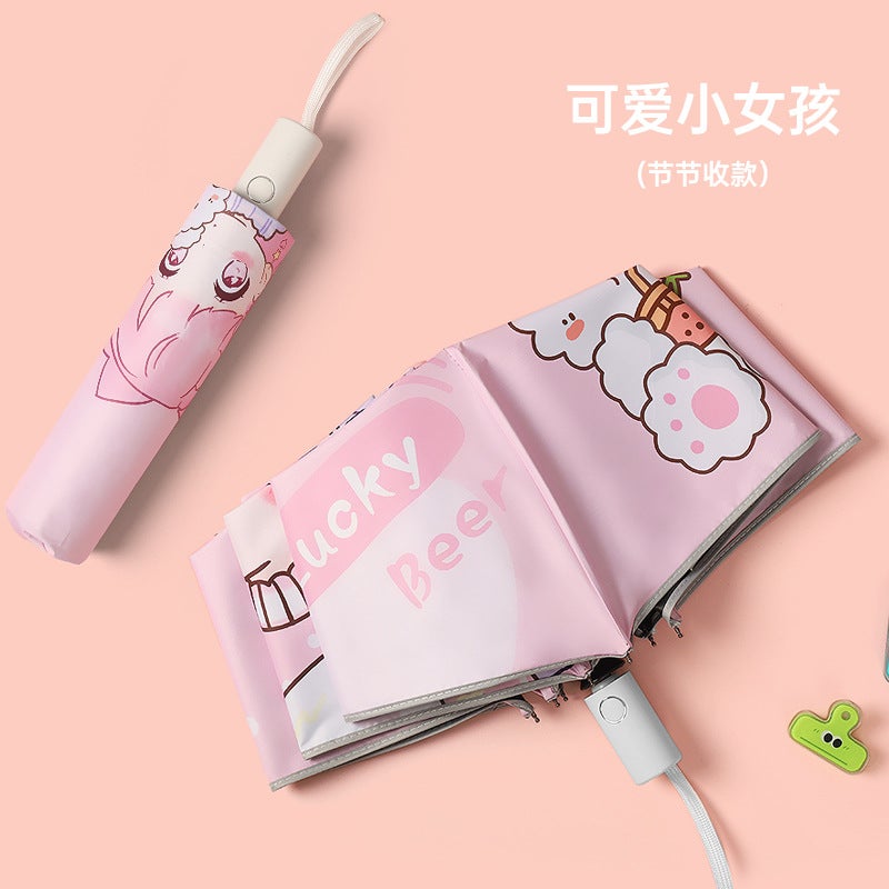 Full-Automatic Black Rubber Sunscreen Children'S Male And Female Primary School Children'S Umbrella Kindergarten Girls Sun Umbrella - Image 1