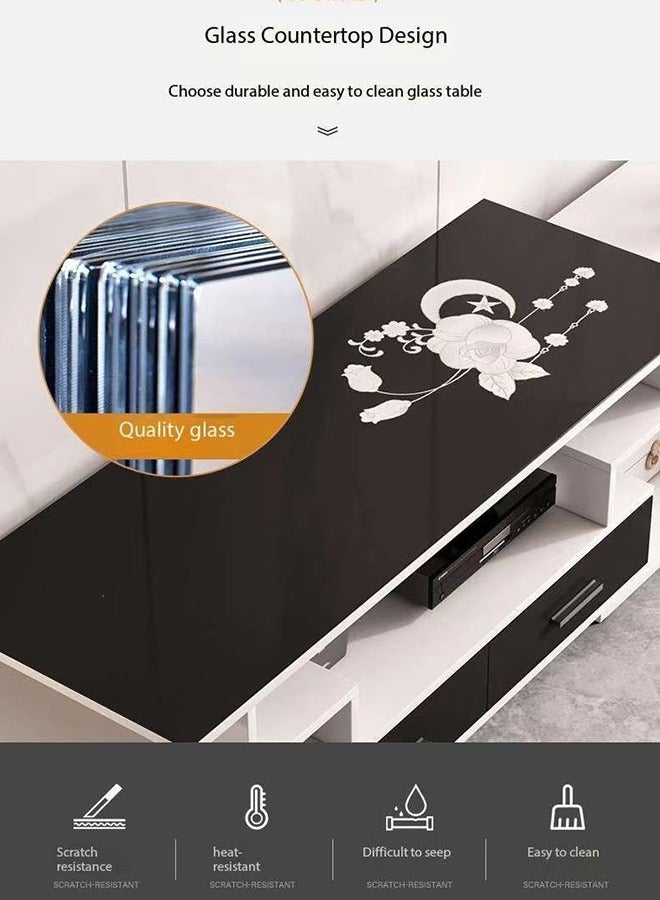 Television Stand, Modern TV Table, TV Bench TV Unit Open TV Cabinet with Storage Shelves Multifunctional TV Desk for Entertainment Center Gaming Media Home Living Room - Image 5