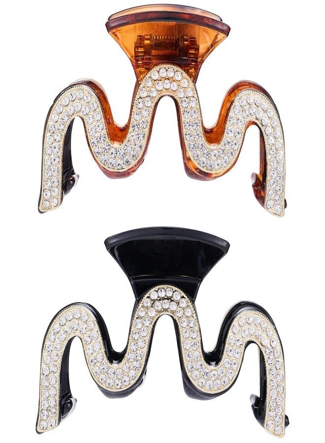 SINIDE Rhinestone Hair Claw Clips, Crystal Plastic Jaw Clip Nonslip Acrylic Claw Clips for Thick Long Hair, Large Fashion Clamps Accessories for Women Ladies Strong Hold Barrette for Styling (2 Pack) - Image 1