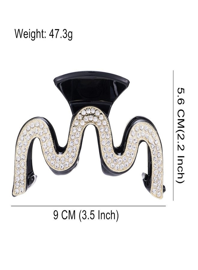 SINIDE Rhinestone Hair Claw Clips, Crystal Plastic Jaw Clip Nonslip Acrylic Claw Clips for Thick Long Hair, Large Fashion Clamps Accessories for Women Ladies Strong Hold Barrette for Styling (2 Pack) - Image 2