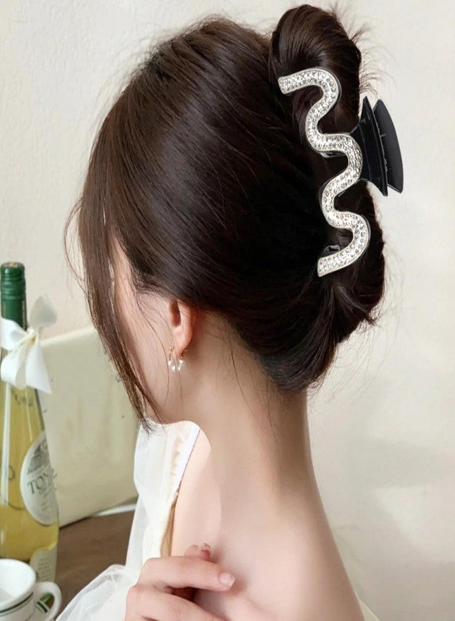 SINIDE Rhinestone Hair Claw Clips, Crystal Plastic Jaw Clip Nonslip Acrylic Claw Clips for Thick Long Hair, Large Fashion Clamps Accessories for Women Ladies Strong Hold Barrette for Styling (2 Pack) - Image 3
