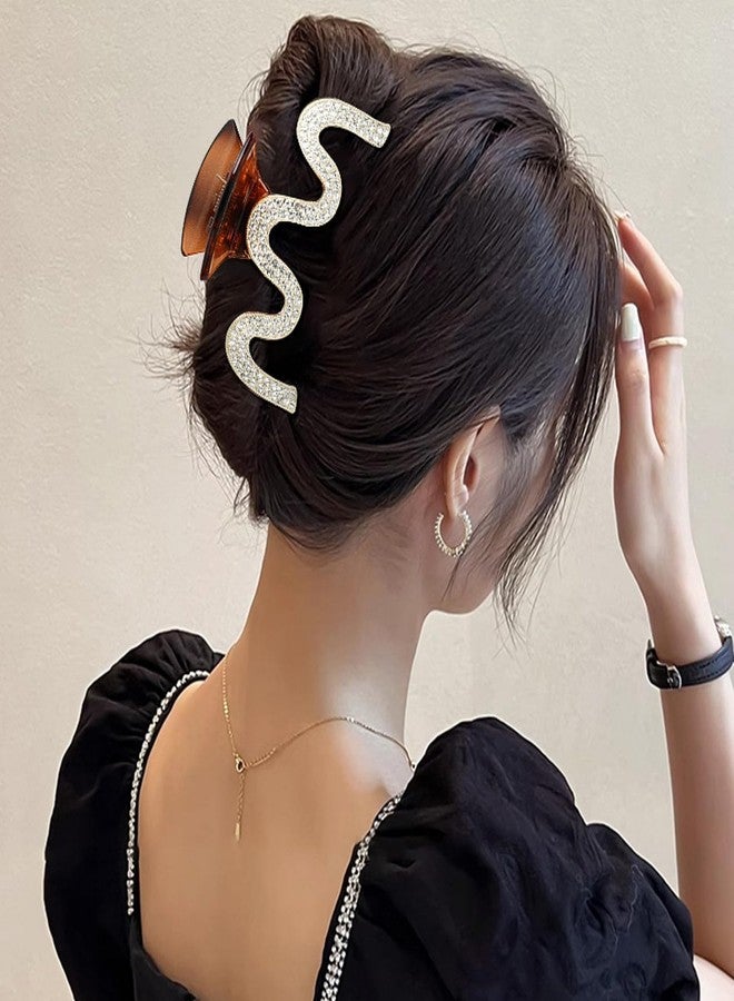 SINIDE Rhinestone Hair Claw Clips, Crystal Plastic Jaw Clip Nonslip Acrylic Claw Clips for Thick Long Hair, Large Fashion Clamps Accessories for Women Ladies Strong Hold Barrette for Styling (2 Pack) - Image 4