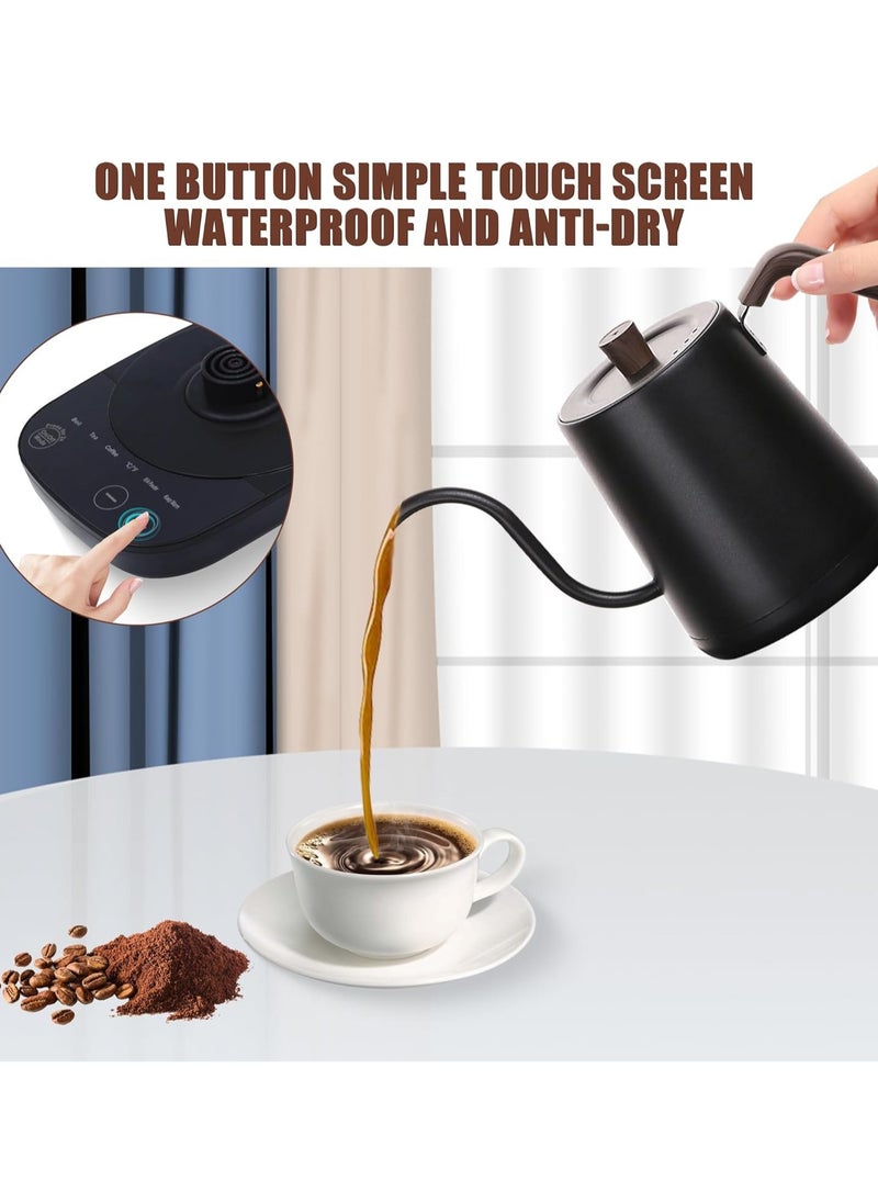 Electric Gooseneck Kettle Water Kettle With Temperature Control 0.8L Tea Coffee Kettle Pot Fast Boiling 304 Stainless Steel