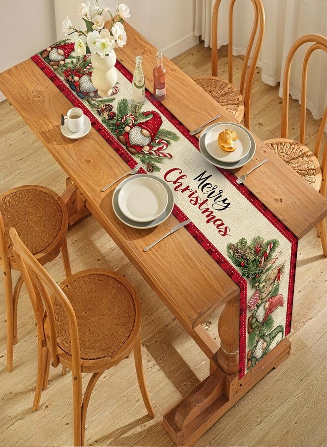 ANNA QUEEN Christmas Gnome Table Runner and Placemats Set of 6, 13"x72" Rustic Table Runner with 12"x18" Placemats, Farmhouse Holiday Dining Table Set - Image 5