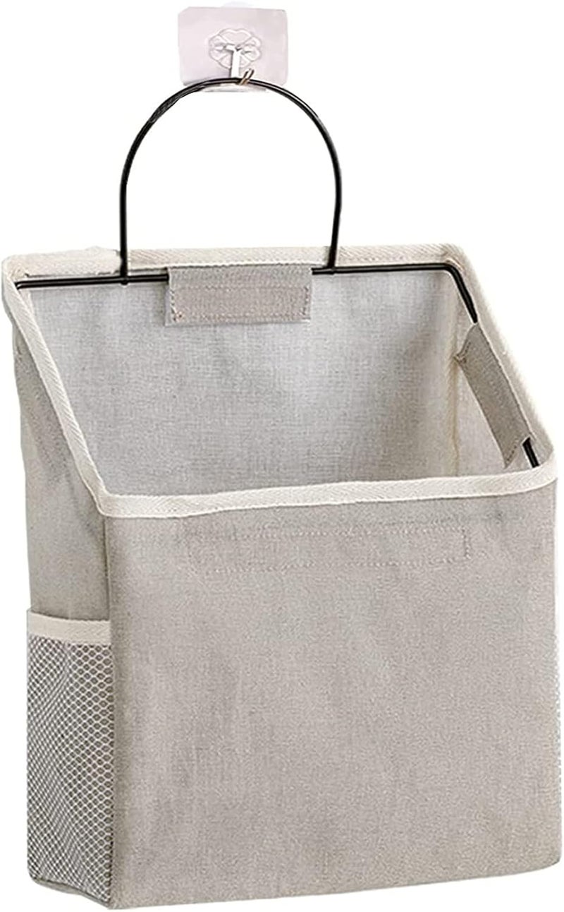 Wall Hanging Organizer Bag - Gray Linen Cotton Storage for Bedroom, Kitchen, and Living Room - Image 1