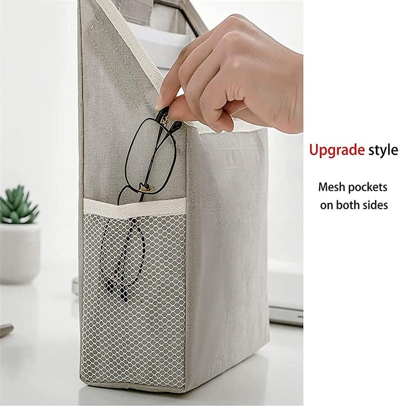 Wall Hanging Organizer Bag - Gray Linen Cotton Storage for Bedroom, Kitchen, and Living Room - Image 3