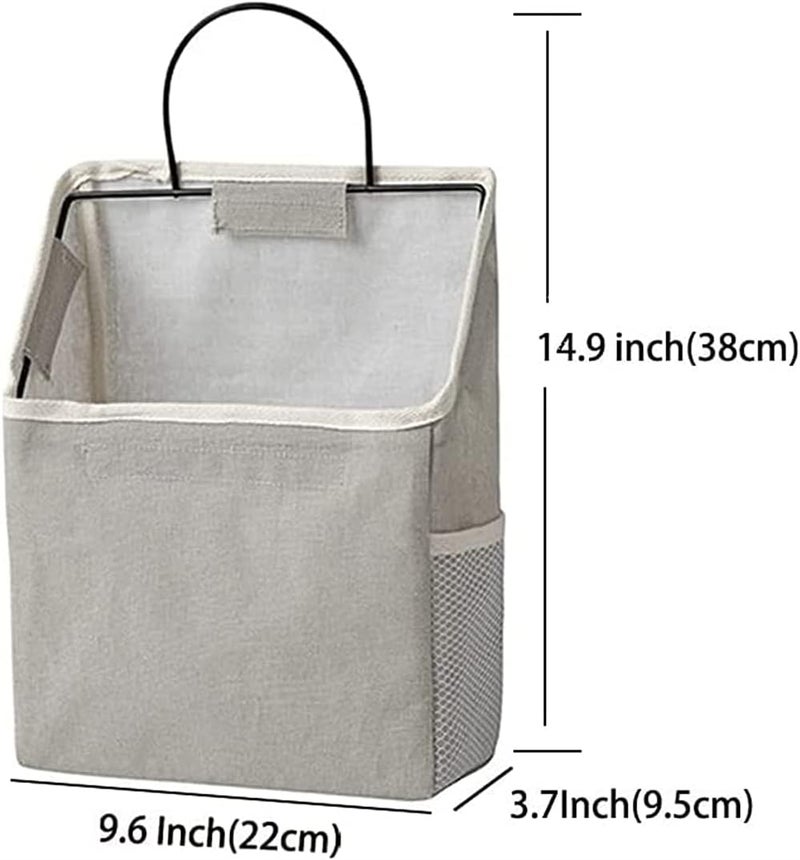 Wall Hanging Organizer Bag - Gray Linen Cotton Storage for Bedroom, Kitchen, and Living Room - Image 2