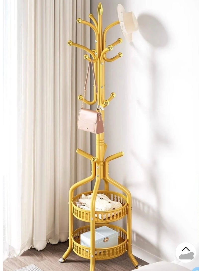 SHEE ONE Luxury Gold Abaya Rack by SHEE ONE | Vertical Multi-Functional Clothes Hanger with Hooks and Circular Storage Shelves | 2-in-1 Clothes Stand for Entryways and Bedrooms | Stable Base with Rust-Resistant Materials | 34x34x189 cm | Gold Color - Image 5