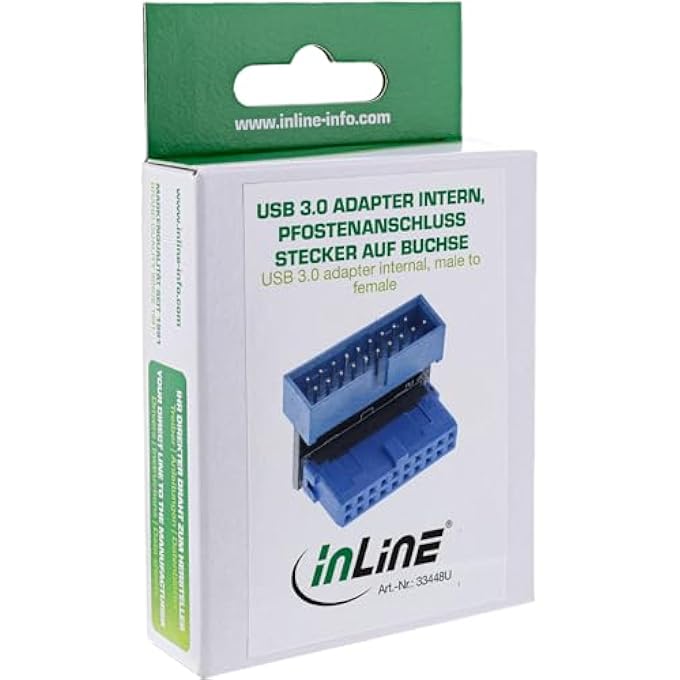INLINE ® USB 3.0 INTERNAL POST CONNECTOR MALE TO FEMALE DOWN ANGLED ADAPTER - Image 2