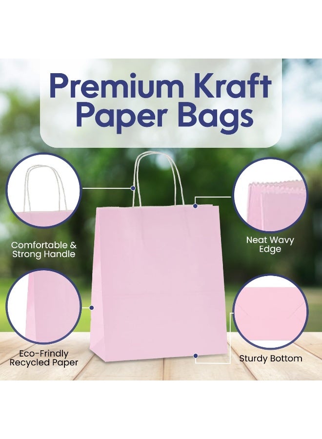 إس إن إتش باكينج أكياس حفلات من ورق كرافت من إس إن إتش باكينج بمقبض ملتوي، 25 قطعة، مقاس 24 سم × 28 سم × 12 سم، لون وردي - Image 4