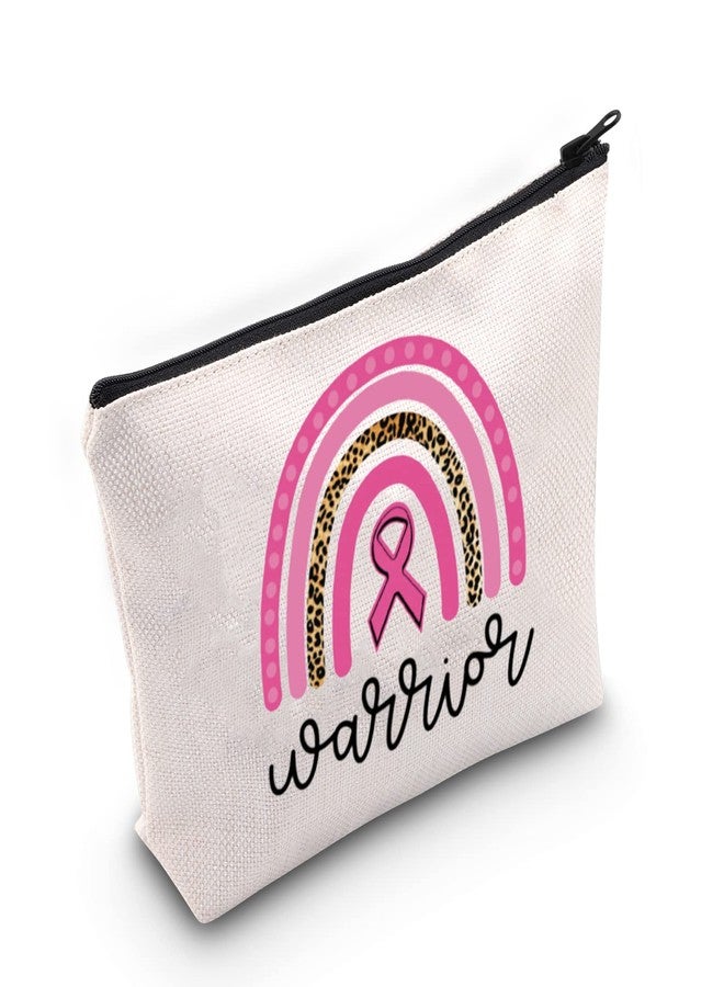 BLUPARK Breast Cancer Awareness Makeup Bag Breast Cancer Warrior Gift Breast Cancer Survivor Gift Pink Ribbon Zipper Bag (Breast Cancer Warrior) - Image 1