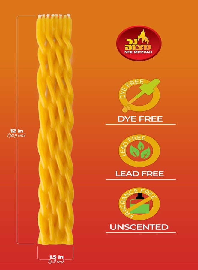 Ner Mitzvah Havdalah Candle DRIPLESS Braided Beeswax - Non-Drip - 12" Drip-Free Hand Dipped Bees Wax Braided Multi Wick Candle - Image 4
