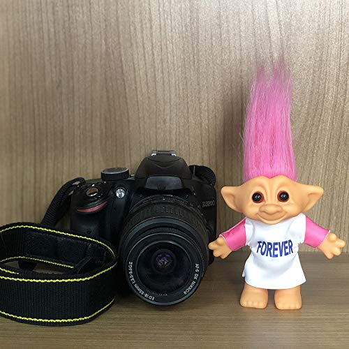 Yintlilocn Vintage Troll Dolls Chromatic Adorable for Collections, School Project, Arts and Crafts, Party Favors - 7.5" Tall Pink Hairs(Include The Length of Hair) - Image 3