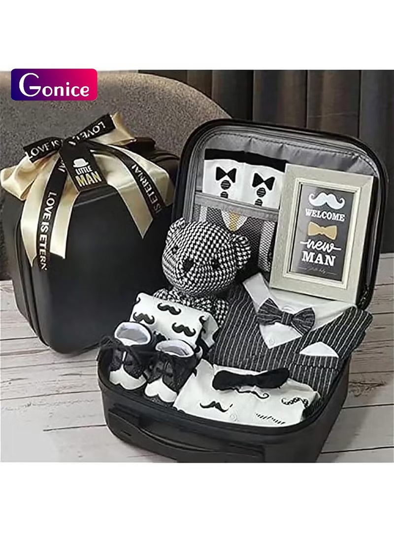 Gonice New Born Clothes Suit Gift Set For Baby Boy - 6 Pieces, Black  - Image 1
