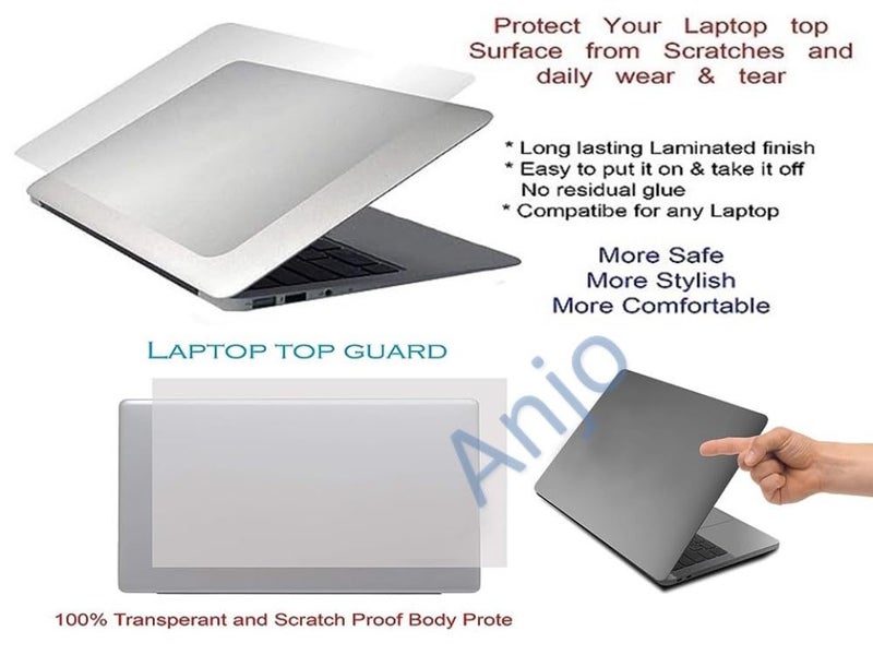 ANJO 3 in 1 Combo Laptop Trackpad and Backside Lid Full Body Skin Sticker Lamination Cover with Laptop Key-Skin Suitable for 14 Inch Laptops, Matte-Transparent - Image 2
