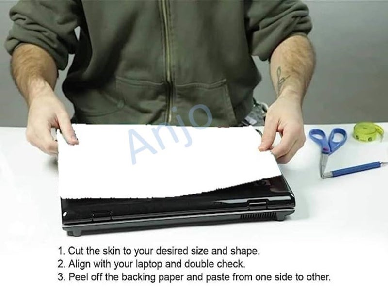 ANJO 3 in 1 Combo Laptop Trackpad and Backside Lid Full Body Skin Sticker Lamination Cover with Laptop Key-Skin Suitable for 14 Inch Laptops, Matte-Transparent - Image 5