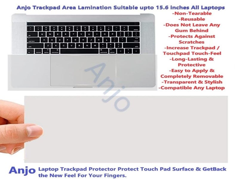 ANJO 3 in 1 Combo Laptop Trackpad and Backside Lid Full Body Skin Sticker Lamination Cover with Laptop Key-Skin Suitable for 14 Inch Laptops, Matte-Transparent - Image 3