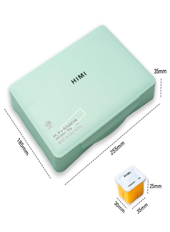 هيمي مجموعة ألوان غواش من هيمي مع 3 فرش رسم، 24 لونًا، 30 غرامًا، تصميم على شكل كوب جيلي، طلاء غير سام للقماش والورق، لوازم فنية للمحترفين (علبة خضراء) - Image 4