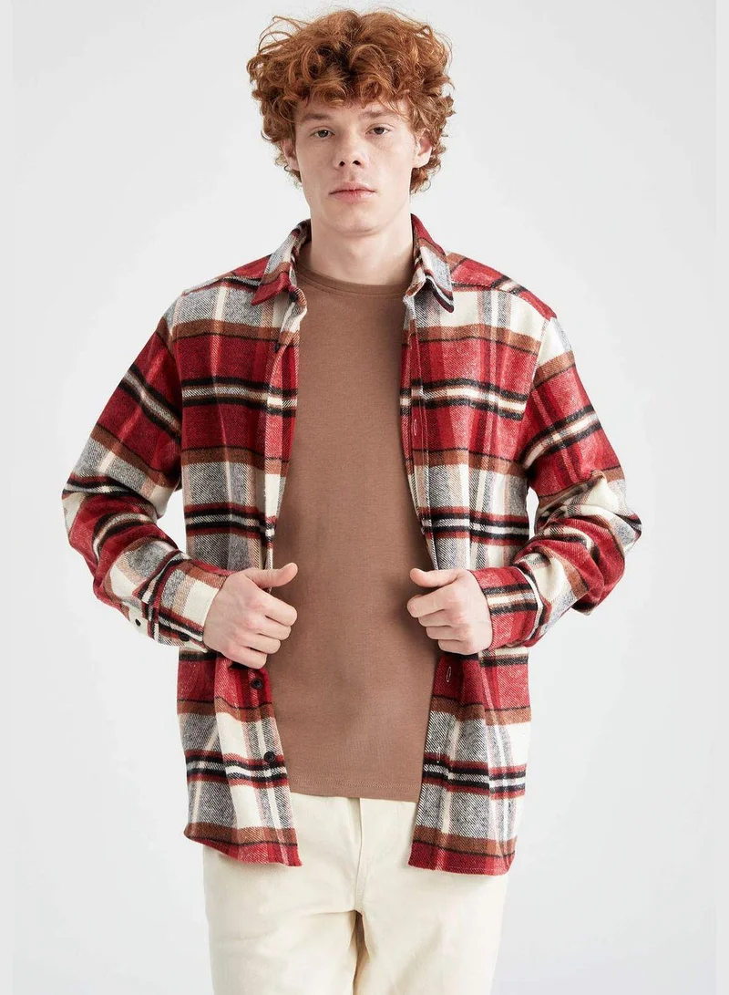 DeFacto Regular Fit Long Sleeve Check Print Shacket