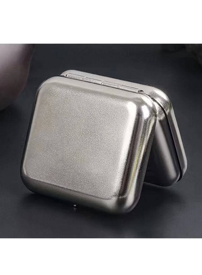 Silvery Stainless Steel Mini Portable Ashtray Square Travel Home Office - Image 5