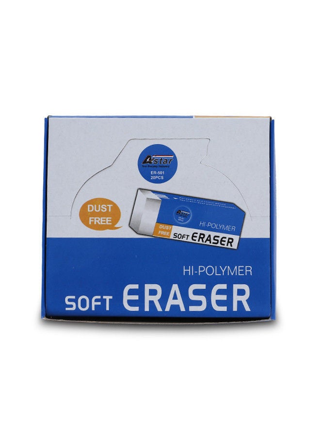 Astar Astar Hi-Polymer Soft Eraser – Dust-Free, High-Performance Erasers for School, Office, and Home Use | 20 Pieces per Box  - Image 1