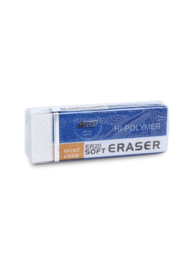 Astar Astar Hi-Polymer Soft Eraser – Dust-Free, High-Performance Erasers for School, Office, and Home Use | 20 Pieces per Box  - Image 2