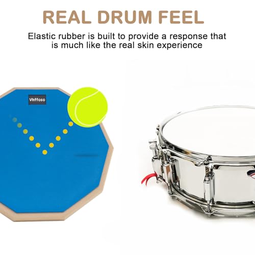 Vhffoso 12 Inch Practice Drum Pad and Sticks, Beginner Snare Drum Pad with Drumsticks(2 pairs) and Carrying Bag, Double Sided Silent Drum Pad (Blue) - Image 4
