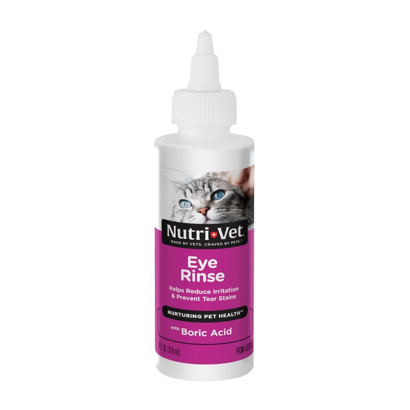 nutri vet Nutri-Vet Cat Eye Rinse, Sterile Solution Gently Cleanses Eyes and Surrounding Tissue, Removes Debris Pollen and Mucus, Relieves Irritation, Helps Reduce Tear Stains, Sensitive Ophthalmic Flush, 4oz - Image 1