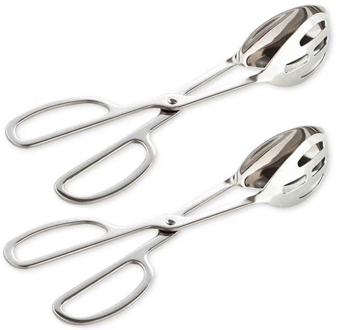 2PACK SERVING TONGS FOR BUFFET PARTY CATERING THICKENING FOOD SERVING SALAD CAKE BREAD KITCHEN TONGS STAINLESS STEEL